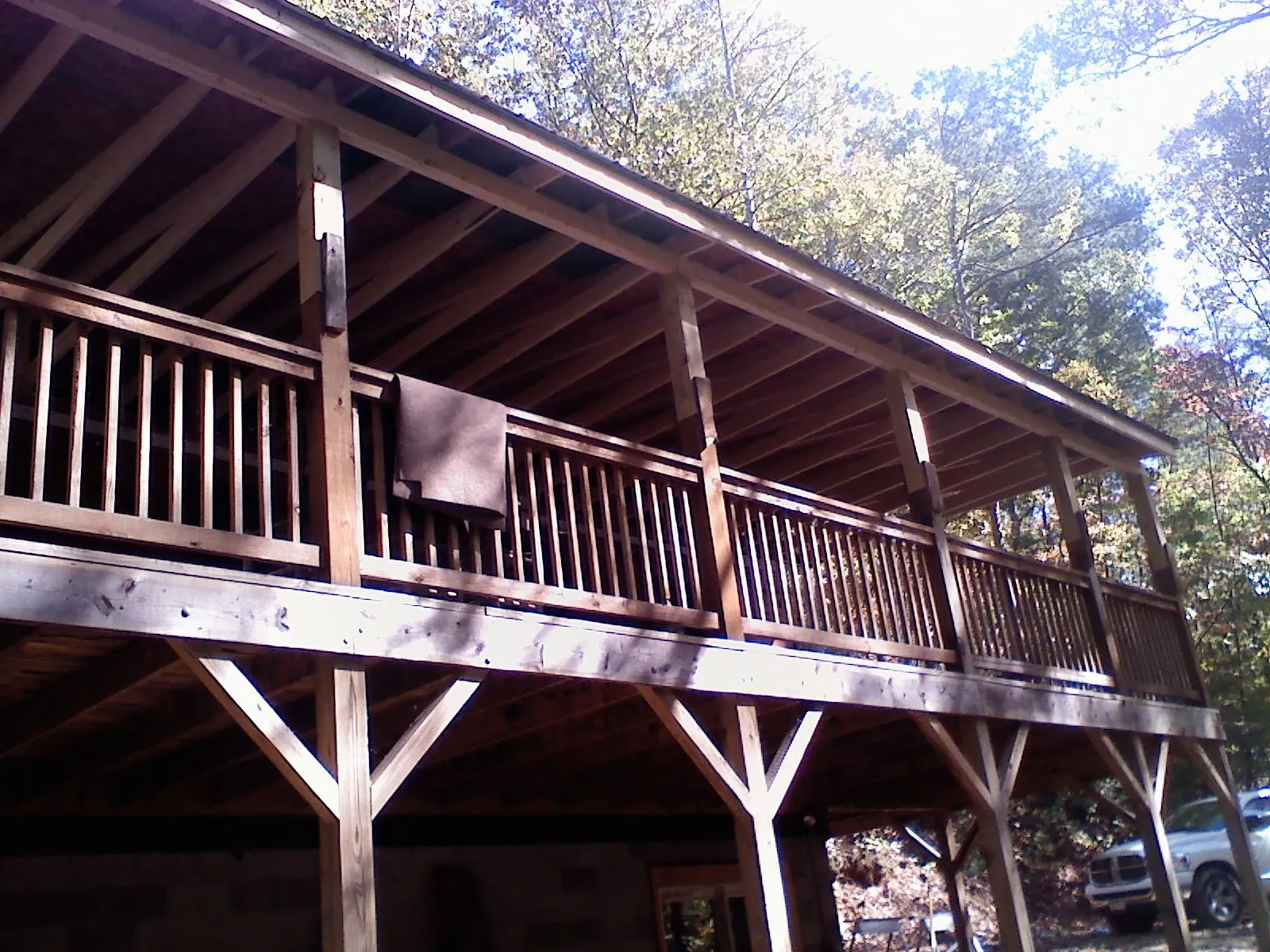 Timber framing under a new elevated porch and deck — Roof Leak Repair in Elliston by Roofing Brothers